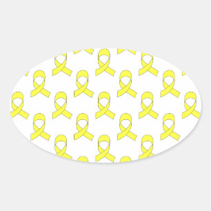 Sticker Ovale Motif de ruban jaune