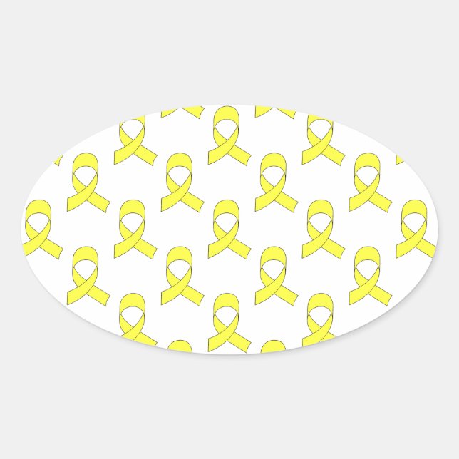 Sticker Ovale Motif de ruban jaune (Devant)