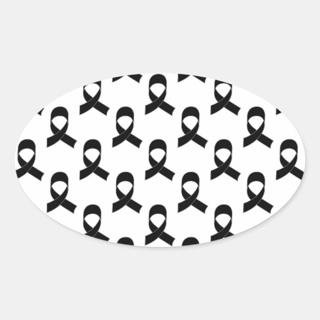 Sticker Ovale Motif de ruban noir (Devant)