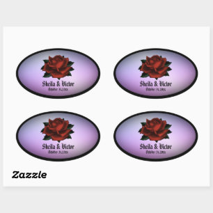 Sticker Ovale Motif floral simple sur papier de tissus mauve