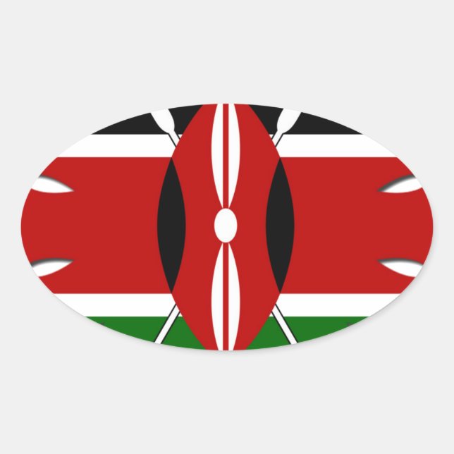 Sticker Ovale Motif kenyan rond : un symbole national (Devant)