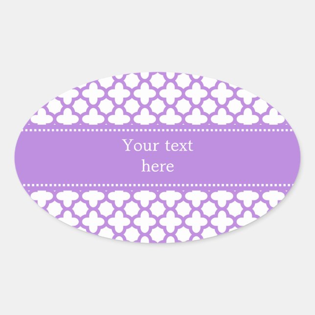 Sticker Ovale Motif Lavender Quatrefoil (Devant)