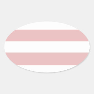 Sticker Ovale Motif moderne rose blanc rayures