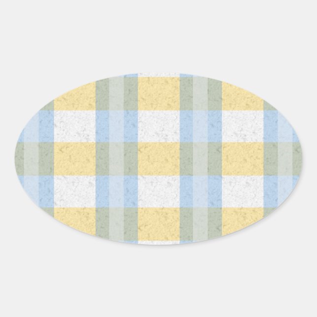 Sticker Ovale Motif Pastel bleu et jaune (Devant)