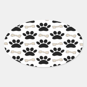 Sticker Ovale Motif Pâtes Et Os