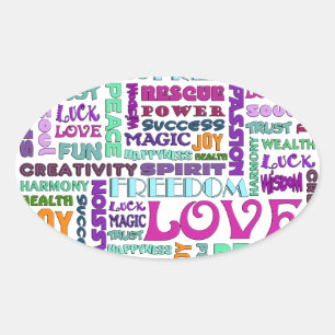 Sticker Ovale Mots de la manière d'esprit