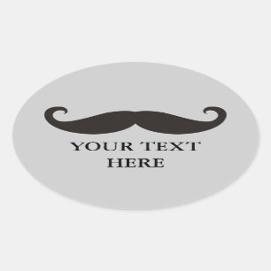 Sticker Ovale Moustache drôle/Schnurrbart + votre texte