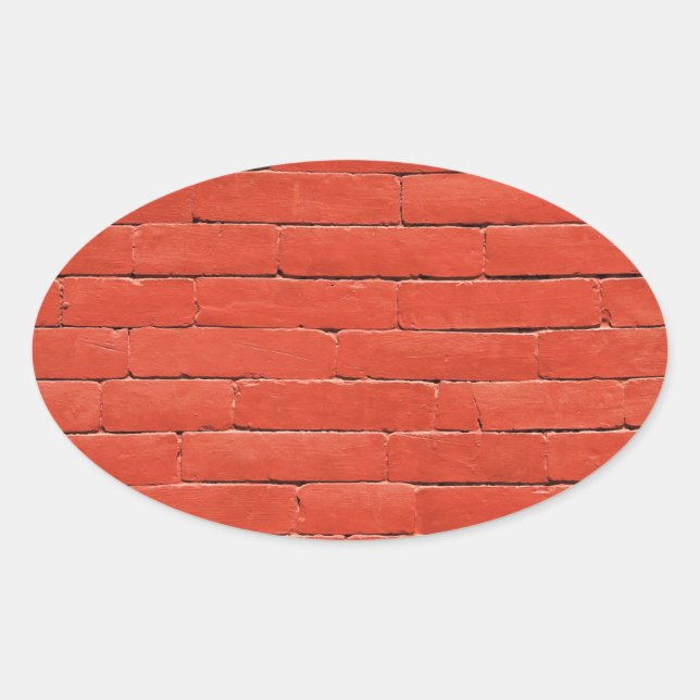 Sticker Ovale Mur rouge orange (Devant)