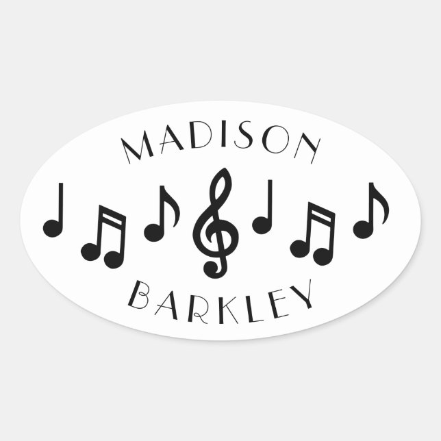 Sticker Ovale Musique Note Musicien Enseignant (Devant)