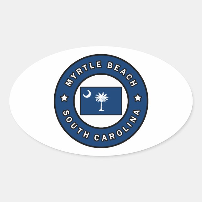 Sticker Ovale Myrtle Beach Caroline du Sud (Devant)
