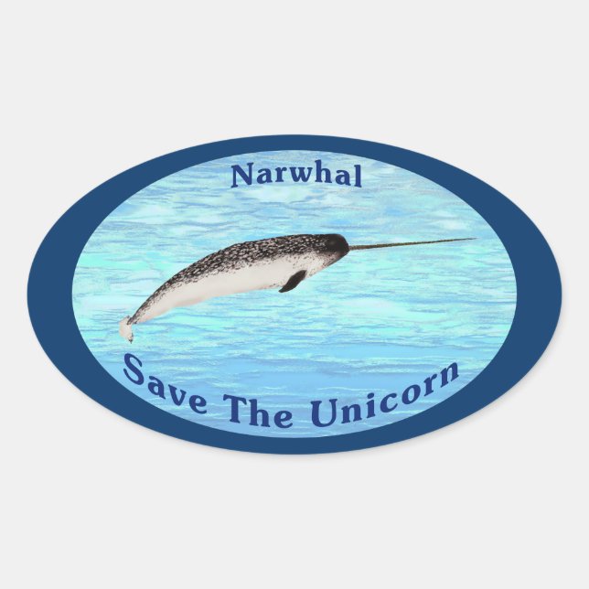 Sticker Ovale Narwhal - Sauvez La Licorne (Devant)