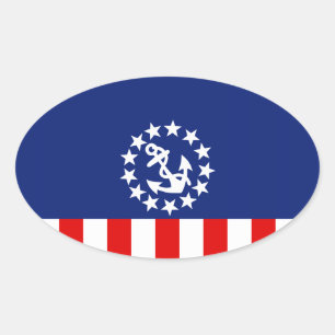 Sticker Ovale Nautical American Yacht Flag est à la Marina