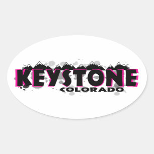 Sticker Ovale Neon rose grunge Keystone Colorado