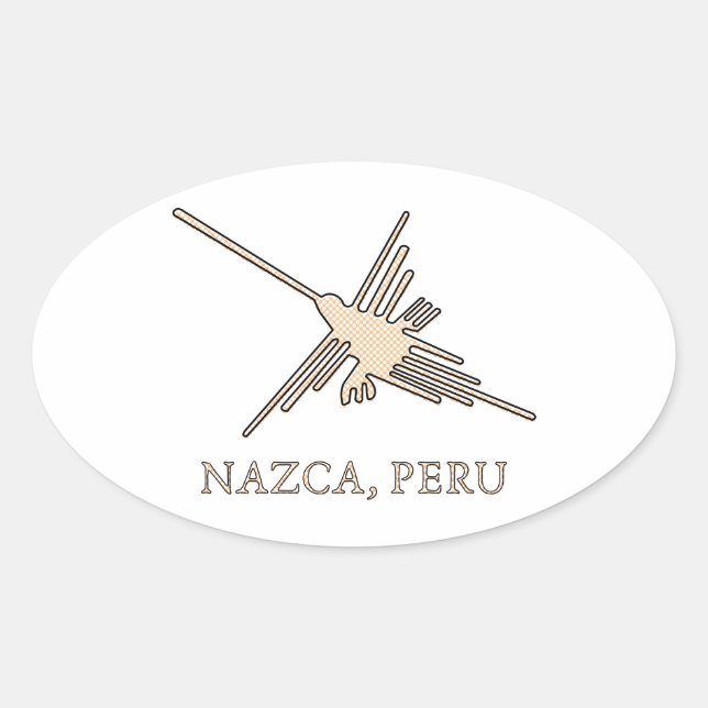 Sticker Ovale Newsprint de Nazca Hummingbird (Devant)