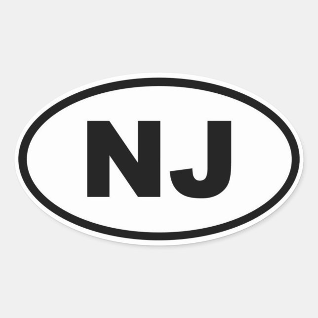 Sticker Ovale NJ New Jersey (Devant)