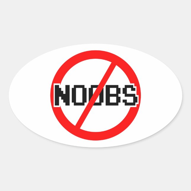 Sticker Ovale NO NOOBS - geek/hacker/pc/code singe (Devant)