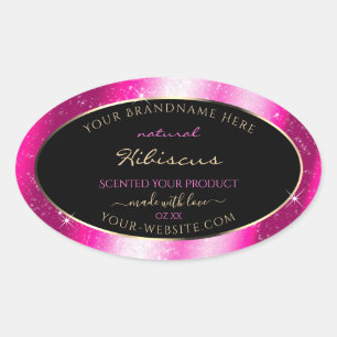 Sticker Ovale Noble Hot Rose Parties scintillant Cadre Étiquett