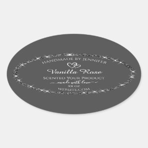Sticker Ovale Noble Parties scintillant d'argent gris produit em