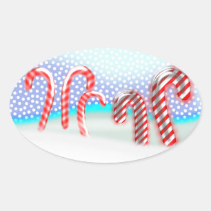 Sticker Ovale Noël de la forêt de sucres de canne