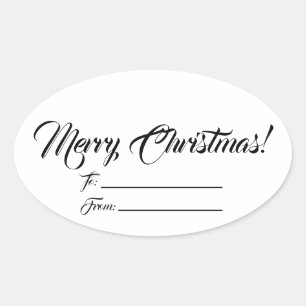 Sticker Ovale Noël noir blanc à partir de l'écriture vierge mign
