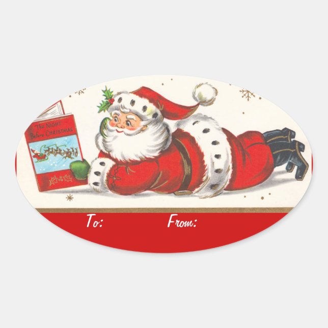 Sticker Ovale Noël vintage (Devant)