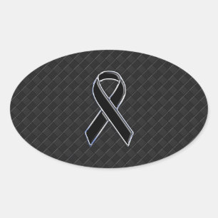 Sticker Ovale Noir Chrome Style Ribbon Sensibilisation