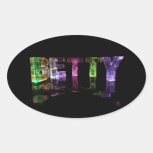 Sticker Ovale Nom Betty en lumières 3D