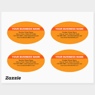 Sticker Ovale Nom commercial en surbrillance sur la couleur oran