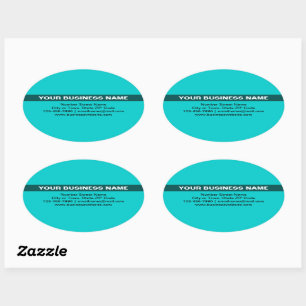 Sticker Ovale Nom commercial en surbrillance sur Turquoise Green
