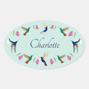 Sticker Ovale Nom des colibris
