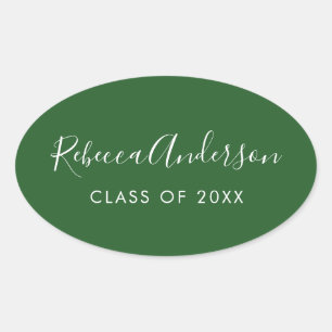 Sticker Ovale Nom du diplômé Classe de 2023 Vert