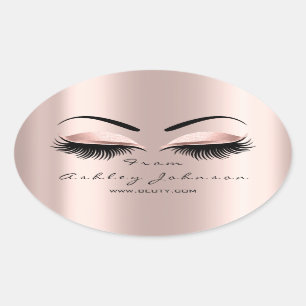 Sticker Ovale Nom Merci Beauté Parties scintillant Lash Artiste 