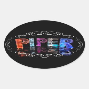 Sticker Ovale Nom Piper - Nom en lumières (Photographie)