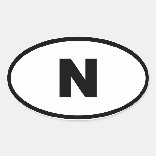 Sticker Ovale Norvège N Europe (Devant)