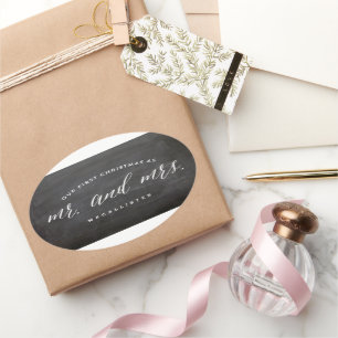Sticker Ovale Notre premier Noël en tant que Mariage de M. & Mme