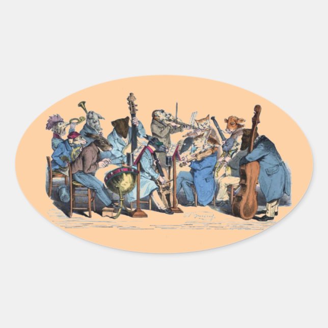 STICKER OVALE NOUVELLE LANGUE MUSICALE / ORCHESTRE DE FERME ANIM (Devant)