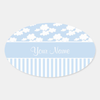 Sticker Ovale Nuages mignons et rayures
