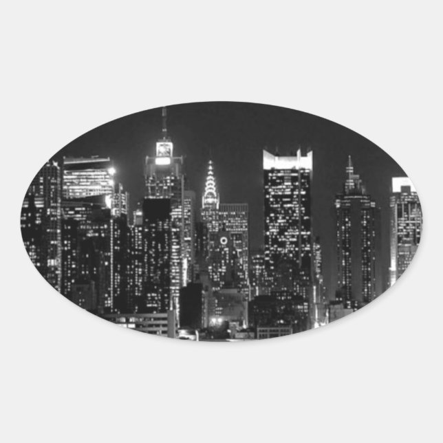 Sticker Ovale Nuit à New York (Devant)