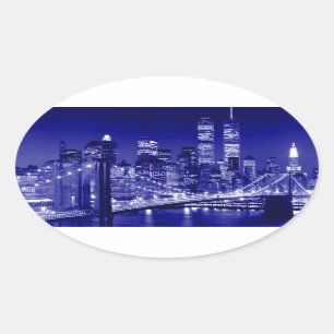Sticker Ovale Nuit bleue à New York