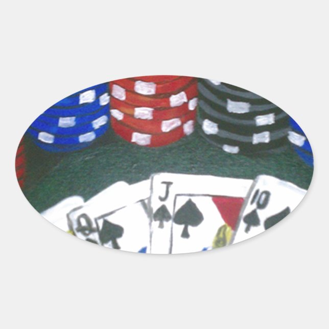 Sticker Ovale Nuit de poker (Devant)