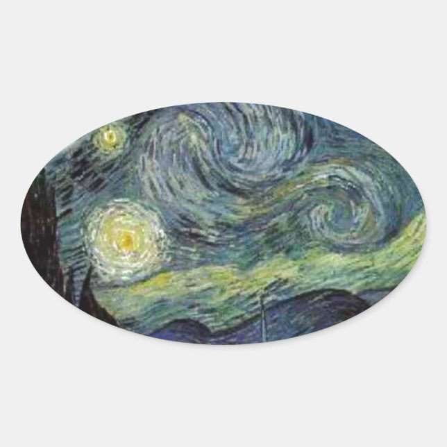 Sticker Ovale Nuit étoilée - van Gogh (Devant)