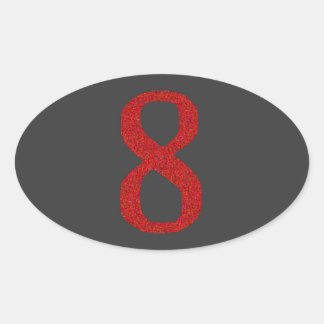 STICKER OVALE NUMÉRO 8 EN ROUGE