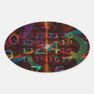 Sticker Ovale Numéros psychadéliques motif, design fascinant
