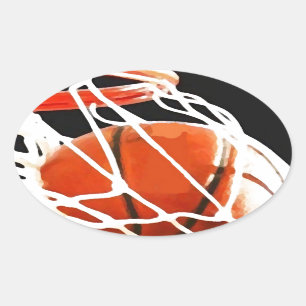 Sticker Ovale Oeuvre de basket-ball