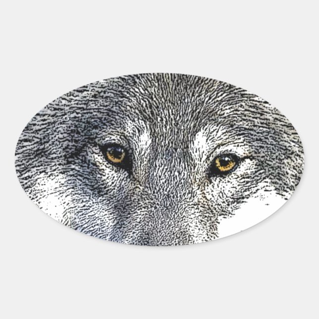 Sticker Ovale OEuvre Wolf Eyes (Devant)