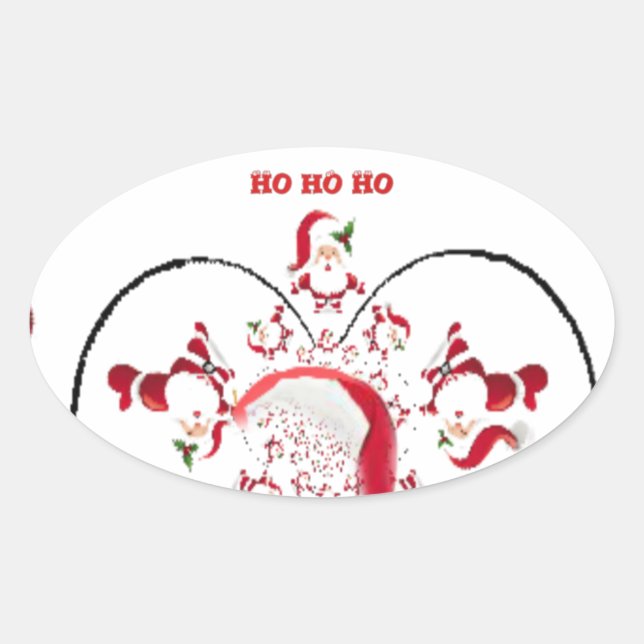 Sticker Ovale Oki Dokie Père Noël ! (Devant)