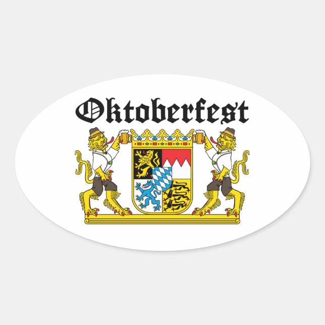 Sticker Ovale Oktoberfest - De Léon avec bière (Devant)