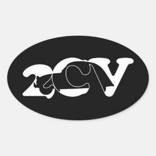 Sticker Ovale Oldtimer 2cv Ente Ombre blanche