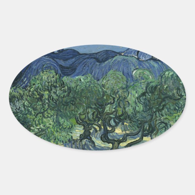 Sticker Ovale Olive Trees par Van Gogh (Devant)