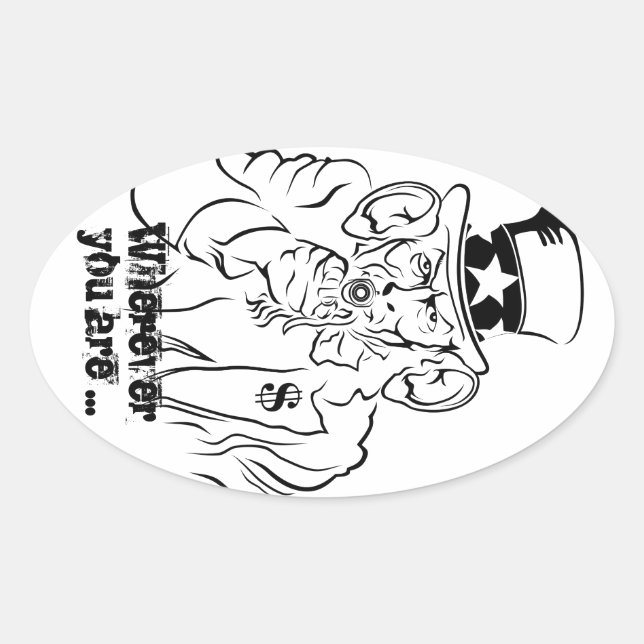 Sticker Ovale Oncle Sam (Devant)